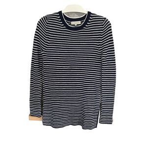 White + Warren Navy Striped M Sweater